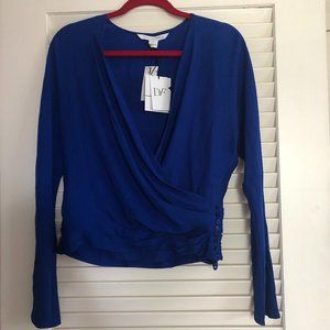 NWT Diane Von Furstenberg Blue Silk Theater Top